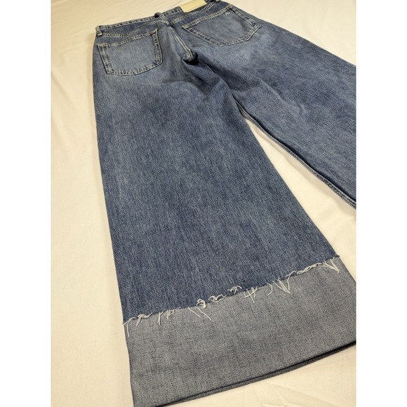 Rag & Bone Jeans Sophie High Rise Cuffed Ultra Wide Crop Color Pebble Raw Sz 27 - Picture 8 of 8